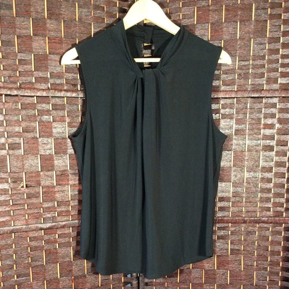 Ladies Medium  Black Sleeveless Top w/ Knot Neckline - Picture 1 of 2